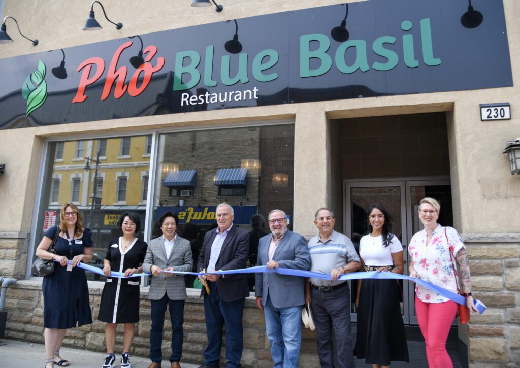 Ribbon Cutting outside Pho Blue Basil